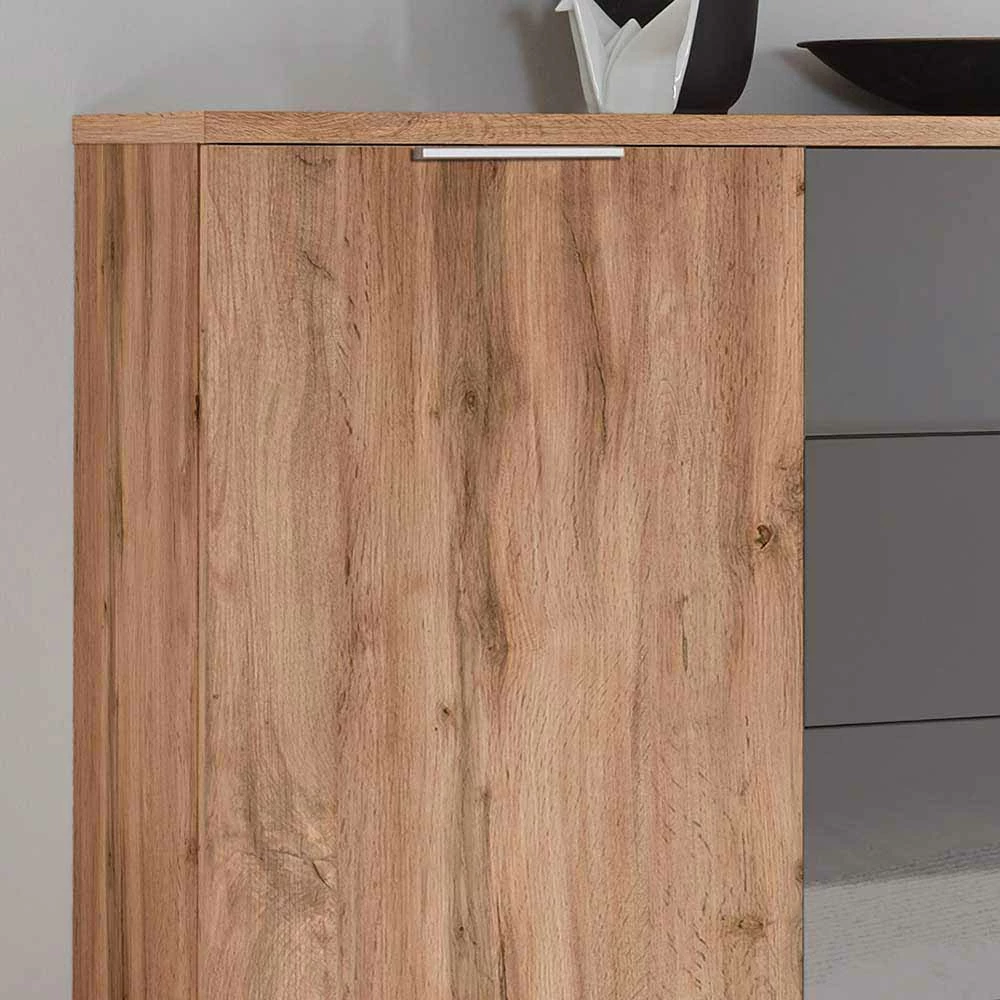 Kommode in Grau & Wildeiche Dekor - Grades Kommode In Grau & Wildeiche Dekor - Grades -Landuva Shop kommode in grau wildeiche dekor 2 tuerig 4 schubladen grades 02