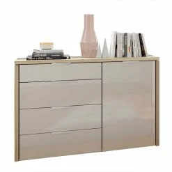 Kommode In Taupe & Eiche Dekor - Avrila