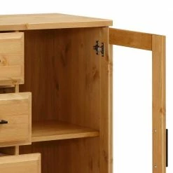 Kommode Mit Glastüren & 4 Schubladen - Ploiesti -Landuva Shop kommode mit glastueren 4 schubladen aus kiefer massivholz ploiesti 05