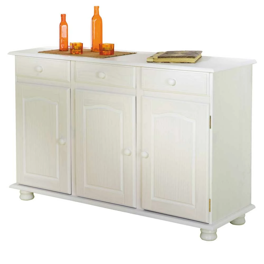 Landhaus-Anrichte Menoria in Weiß Landhaus-Anrichte Menoria In Weiß -Landuva Shop landhaus anrichte weiss kiefer massivholz menoria 01