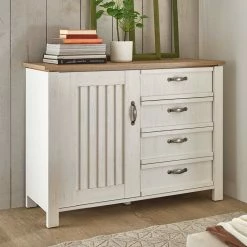 Landhaus Kombi-Kommode In Weiß - Malvissa -Landuva Shop landhaus kombi kommode in weiss und eiche 117x86x41 malvissa 02