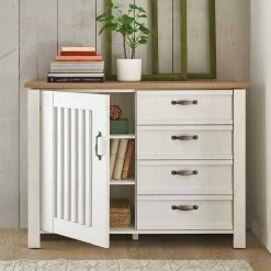 Landhaus Kombi-Kommode In Weiß - Malvissa -Landuva Shop landhaus kombi kommode in weiss und eiche 117x86x41 malvissa 03