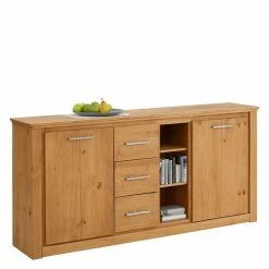 Landhaus Sideboard Aus Kiefer Gebeizt Geölt - Karima -Landuva Shop landhaus sideboard aus kiefer gebeizt geoelt 2 tuerig 3 schubladen 3 faecher karima 01