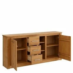 Landhaus Sideboard Aus Kiefer Gebeizt Geölt - Karima -Landuva Shop landhaus sideboard aus kiefer gebeizt geoelt 2 tuerig 3 schubladen 3 faecher karima 03