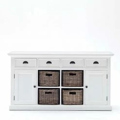 Landhaus Sideboard In Weiß Venzeno Mit 4 Körben -Landuva Shop landhaus sideboard in weiss mit 4 koerben venzeno 03