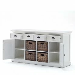 Landhaus Sideboard In Weiß Venzeno Mit 4 Körben -Landuva Shop landhaus sideboard in weiss mit 4 koerben venzeno 05