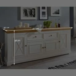Landhaus Sideboard Elvelina Mit 201 Cm Breite -Landuva Shop landhaus sideboard mit 201 cm breite aus massivholz elvelina be