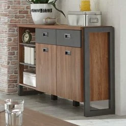 Loft Design Sideboard Im Eiche Dunkel Dekor Und Schwarz - Rompira 3 Loft Design Sideboard Im Eiche Dunkel Dekor Und Schwarz - Rompira -Landuva Shop loft design sideboard im eiche dunkel dekor und schwarz 150 cm breit rompira 01
