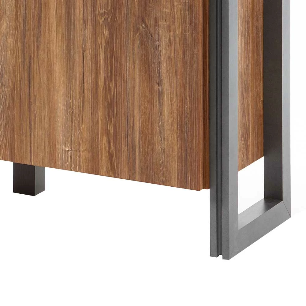 Loft Design Sideboard im Eiche dunkel Dekor und Schwarz - Rompira Loft Design Sideboard Im Eiche Dunkel Dekor Und Schwarz - Rompira -Landuva Shop loft design sideboard im eiche dunkel dekor und schwarz 150 cm breit rompira 02