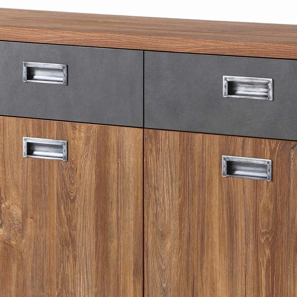 Loft Design Sideboard im Eiche dunkel Dekor und Schwarz - Rompira Loft Design Sideboard Im Eiche Dunkel Dekor Und Schwarz - Rompira -Landuva Shop loft design sideboard im eiche dunkel dekor und schwarz 150 cm breit rompira 03