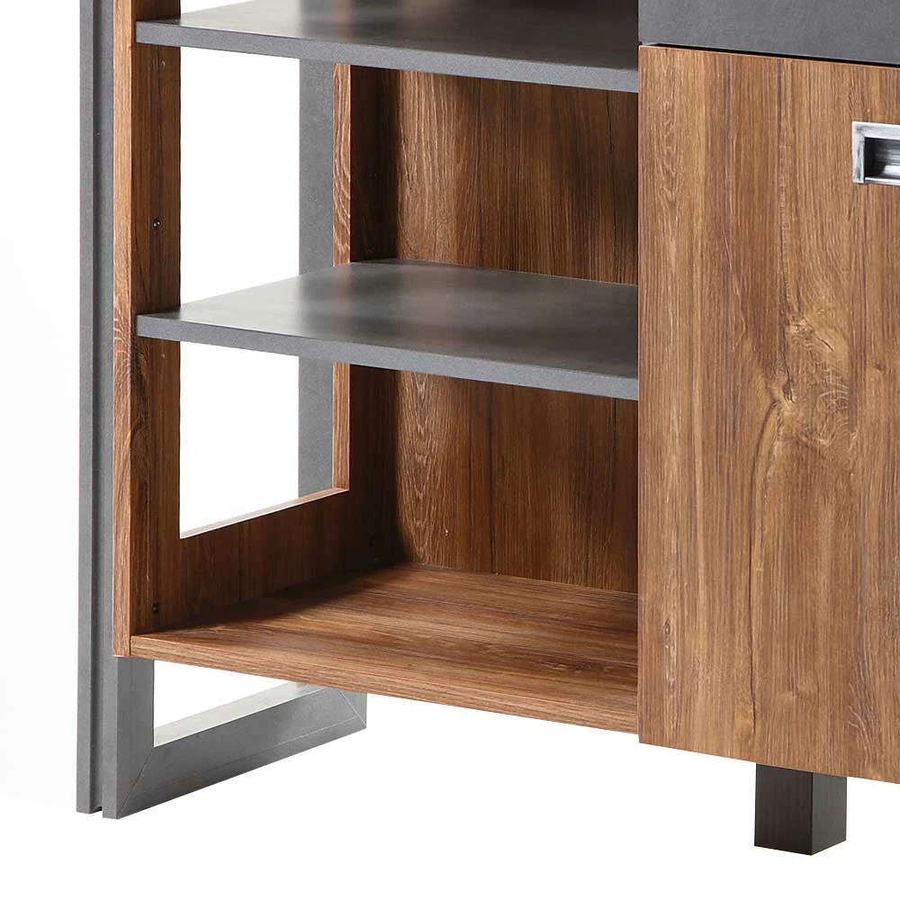 Loft Design Sideboard im Eiche dunkel Dekor und Schwarz - Rompira Loft Design Sideboard Im Eiche Dunkel Dekor Und Schwarz - Rompira -Landuva Shop loft design sideboard im eiche dunkel dekor und schwarz 150 cm breit rompira 04