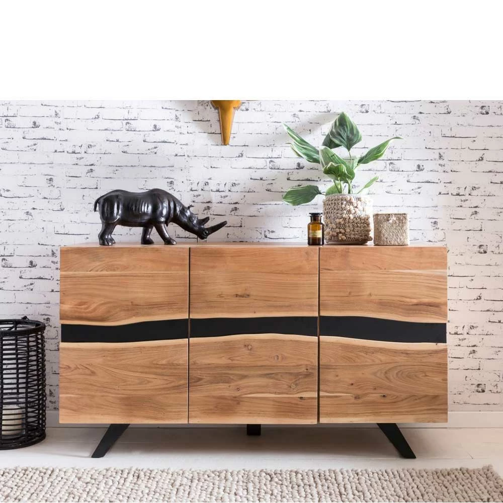 Loft Style Sideboard Draguno aus Akazie massiv Loft Style Sideboard Draguno Aus Akazie Massiv -Landuva Shop loft style sideboard aus akazie massiv metall draguno 01