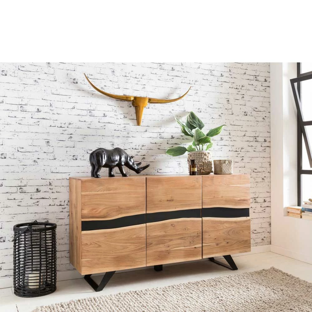 Loft Style Sideboard Draguno aus Akazie massiv Loft Style Sideboard Draguno Aus Akazie Massiv -Landuva Shop loft style sideboard aus akazie massiv metall draguno 02