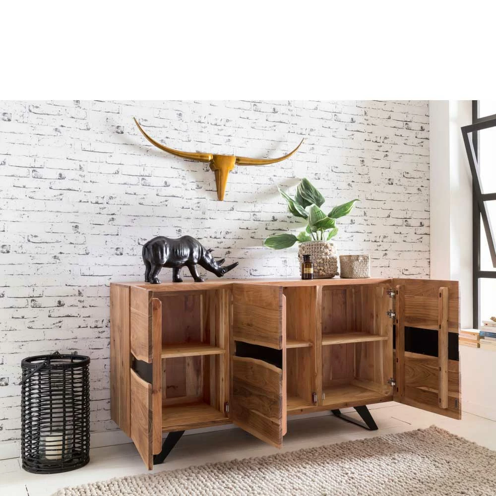 Loft Style Sideboard Draguno aus Akazie massiv Loft Style Sideboard Draguno Aus Akazie Massiv -Landuva Shop loft style sideboard aus akazie massiv metall draguno 05