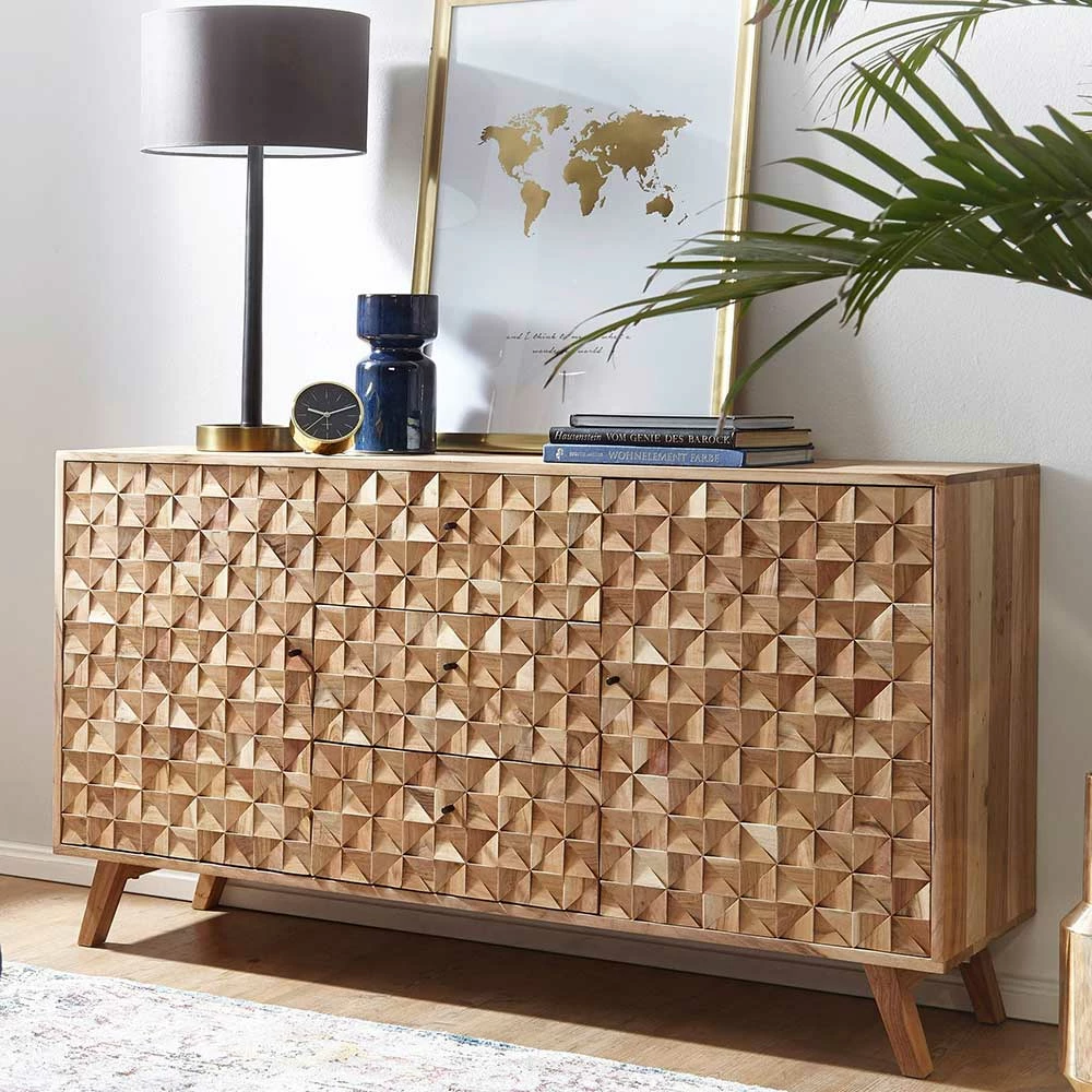 Markantes Design-Sideboard aus Akazie - Seytran Markantes Design-Sideboard Aus Akazie - Seytran -Landuva Shop markantes design sideboard aus akazie massivholz 140x79x40 seytran 01