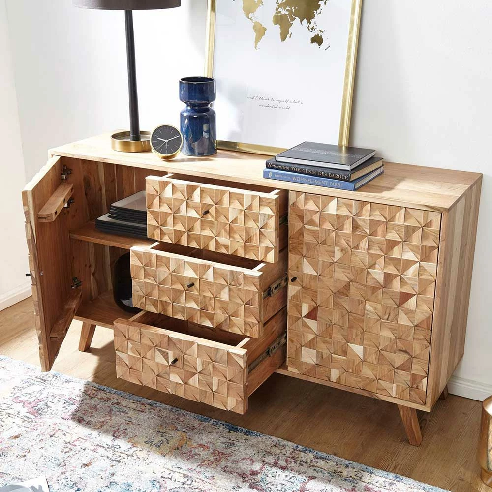 Markantes Design-Sideboard aus Akazie - Seytran Markantes Design-Sideboard Aus Akazie - Seytran -Landuva Shop markantes design sideboard aus akazie massivholz 140x79x40 seytran 02