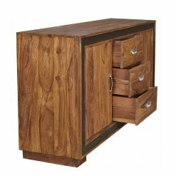 Massivholz Sideboard Licetto Mit Kunstleder -Landuva Shop massivholz sideboard mit kunstleder 160cm breit licetto 02