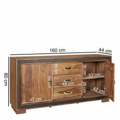 Massivholz Sideboard Licetto Mit Kunstleder -Landuva Shop massivholz sideboard mit kunstleder 160cm breit licetto 05