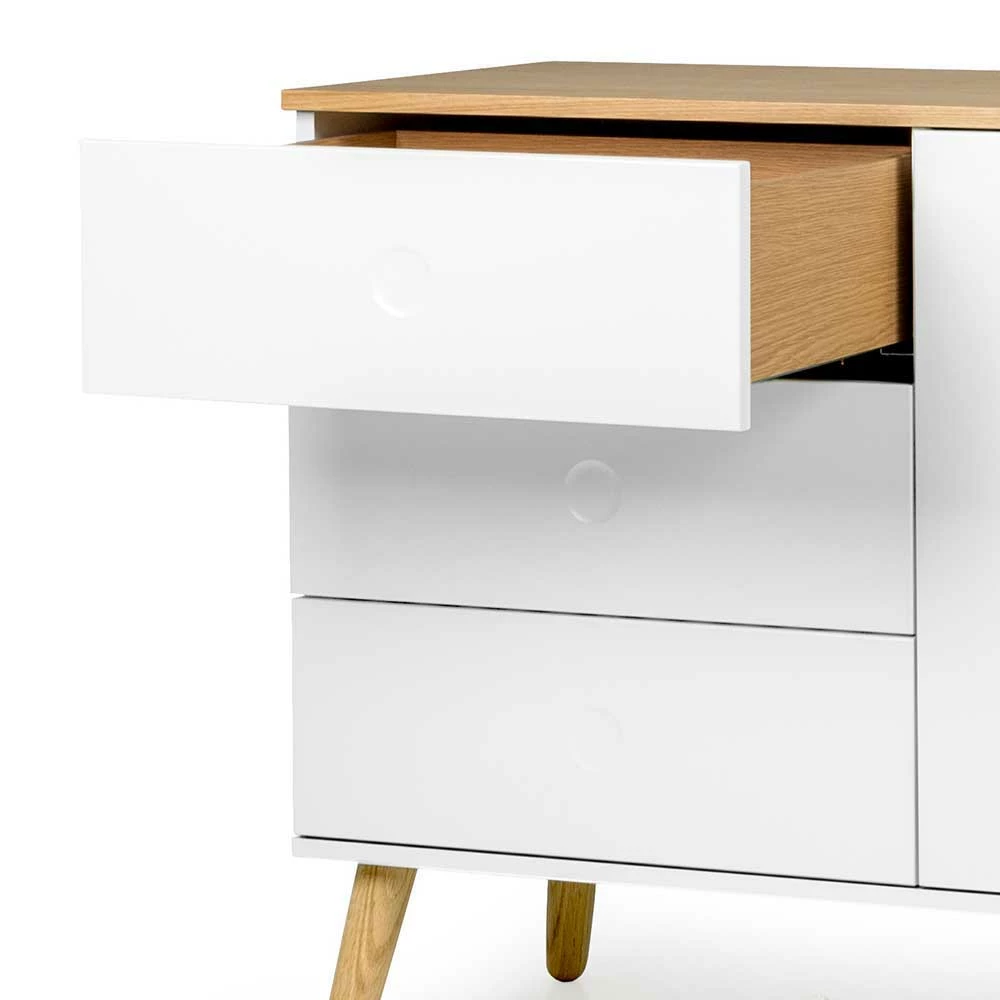 Mid Century Sideboard in Weiß & Eiche Vudian ohne Griffe Mid Century Sideboard In Weiß & Eiche Vudian Ohne Griffe -Landuva Shop mid century sideboard in weiss eiche ohne griffe vudian 05