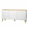 Mid Century Sideboard In Weiß & Eiche Vudian Ohne Griffe -Landuva Shop mid century sideboard in weiss eiche ohne griffe vudian f