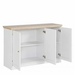 Modern Country Türen-Kommode In Weiß & Eiche - Akedra -Landuva Shop modern country tueren kommode in weiss eiche online bestellen akedra 03