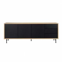 Moderne Anrichte In Schwarz & Eichefarben Chicron Ohne Griffe