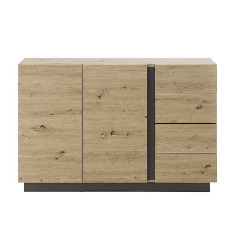 Moderne Kombi-Kommode 138 cm breit - Lairian Moderne Kombi-Kommode 138 Cm Breit - Lairian -Landuva Shop moderne kombi kommode 138 cm breit in wildeiche optik dunkelgrau lairian 02