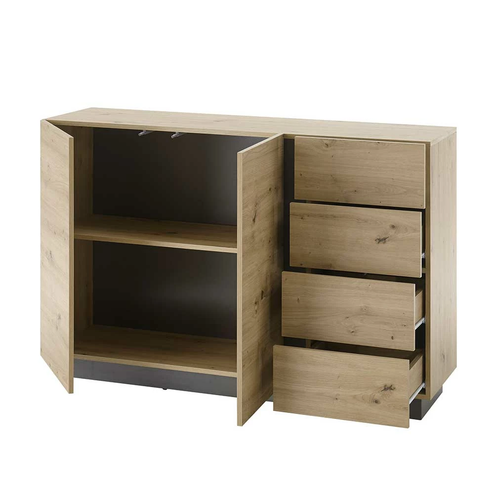 Moderne Kombi-Kommode 138 cm breit - Lairian Moderne Kombi-Kommode 138 Cm Breit - Lairian -Landuva Shop moderne kombi kommode 138 cm breit in wildeiche optik dunkelgrau lairian 03