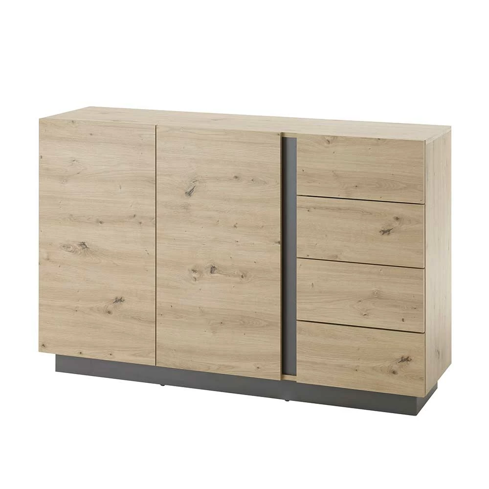Moderne Kombi-Kommode 138 cm breit - Lairian Moderne Kombi-Kommode 138 Cm Breit - Lairian -Landuva Shop moderne kombi kommode 138 cm breit in wildeiche optik dunkelgrau lairian f