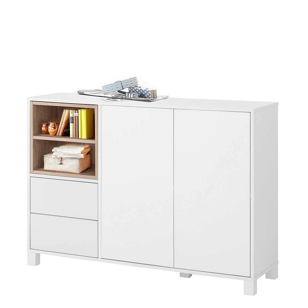 Moderne Kommode im Skandinavischen Stil - Ranazan Moderne Kommode Im Skandinavischen Stil - Ranazan -Landuva Shop moderne kommode im skandinavischen stil in weiss eiche optik ranazan 01