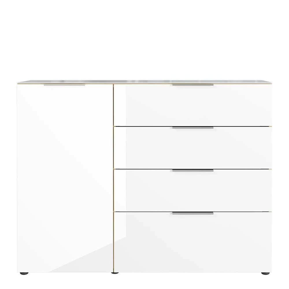Moderne Kommode in Weiß & Wildeiche - Satumare Moderne Kommode In Weiß & Wildeiche - Satumare -Landuva Shop moderne kommode in weiss wildeiche mit beschichtung aus glas satumare 01