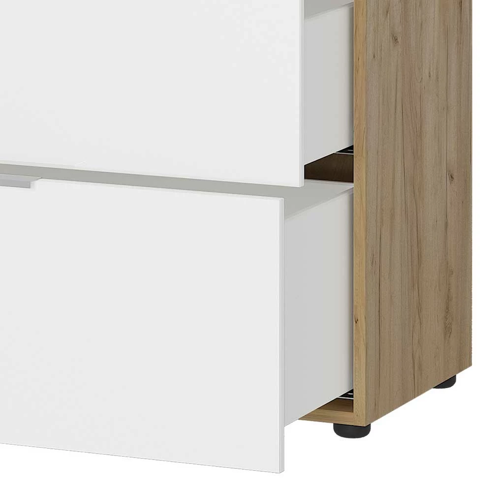 Moderne Kommode in Weiß & Wildeiche - Satumare Moderne Kommode In Weiß & Wildeiche - Satumare -Landuva Shop moderne kommode in weiss wildeiche mit beschichtung aus glas satumare 04