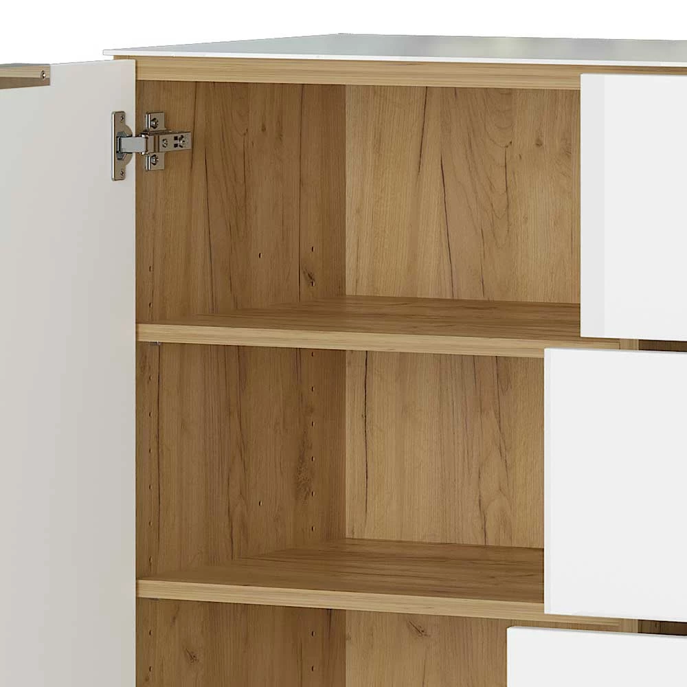 Moderne Kommode in Weiß & Wildeiche - Satumare Moderne Kommode In Weiß & Wildeiche - Satumare -Landuva Shop moderne kommode in weiss wildeiche mit beschichtung aus glas satumare 05