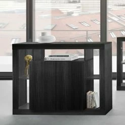 Moderne Kommode Mit 2 Türen & 5 Fächern - Bihar 5 Moderne Kommode Mit 2 Türen & 5 Fächern - Bihar -Landuva Shop moderne kommode mit 2 tueren 5 faechern in schwarz holzstruktur bihar 03