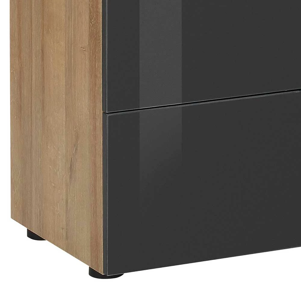 Moderne Kommode mit 4 Schubladen & Tür - Scremma Moderne Kommode Mit 4 Schubladen & Tür - Scremma -Landuva Shop moderne kommode mit 4 schubladen tuer in anthrazit glas eiche dekor scremma 02