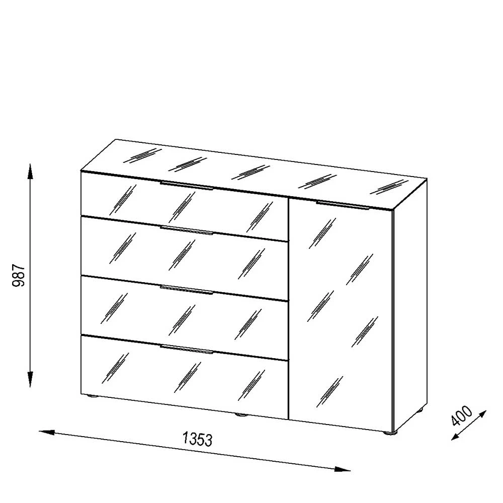 Moderne Kommode mit 4 Schubladen & Tür - Scremma Moderne Kommode Mit 4 Schubladen & Tür - Scremma -Landuva Shop moderne kommode mit 4 schubladen tuer in anthrazit glas eiche dekor scremma 05