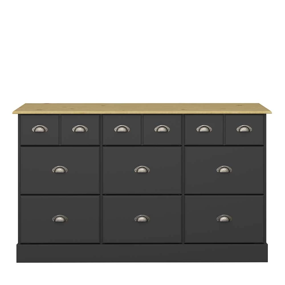 Moderne Landhaus Kommode mit 9 Schubladen - Candusa Moderne Landhaus Kommode Mit 9 Schubladen - Candusa -Landuva Shop moderne landhaus kommode mit 9 schubladen in schwarz kieferfarben candusa 02
