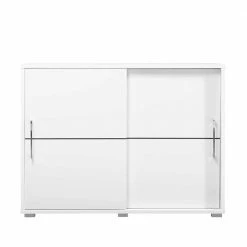 Moderne Schiebetüren-Kommode In Weiß - Vilfian 4 Moderne Schiebetüren-Kommode In Weiß - Vilfian -Landuva Shop moderne schiebetueren kommode in weiss mit anthrazit 120x90x45 vilfian 02