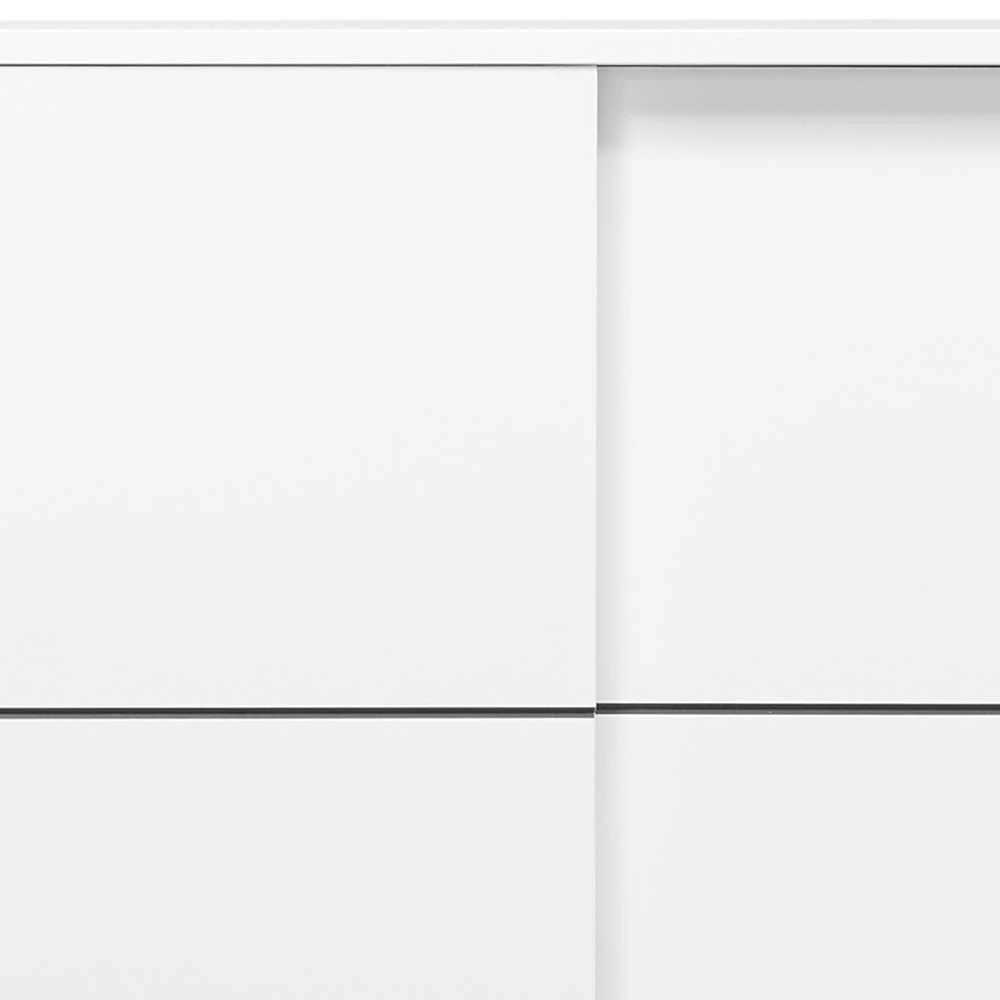 Moderne Schiebetüren-Kommode in Weiß - Vilfian Moderne Schiebetüren-Kommode In Weiß - Vilfian -Landuva Shop moderne schiebetueren kommode in weiss mit anthrazit 120x90x45 vilfian 04
