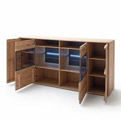 Modernes Eiche Sideboard Mit Glaseinsätzen - Assela -Landuva Shop modernes eiche sideboard mit glaseinsaetzen in eiche bianco anthrazit assela 02