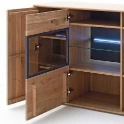 Modernes Eiche Sideboard Mit Glaseinsätzen - Assela -Landuva Shop modernes eiche sideboard mit glaseinsaetzen in eiche bianco anthrazit assela 03