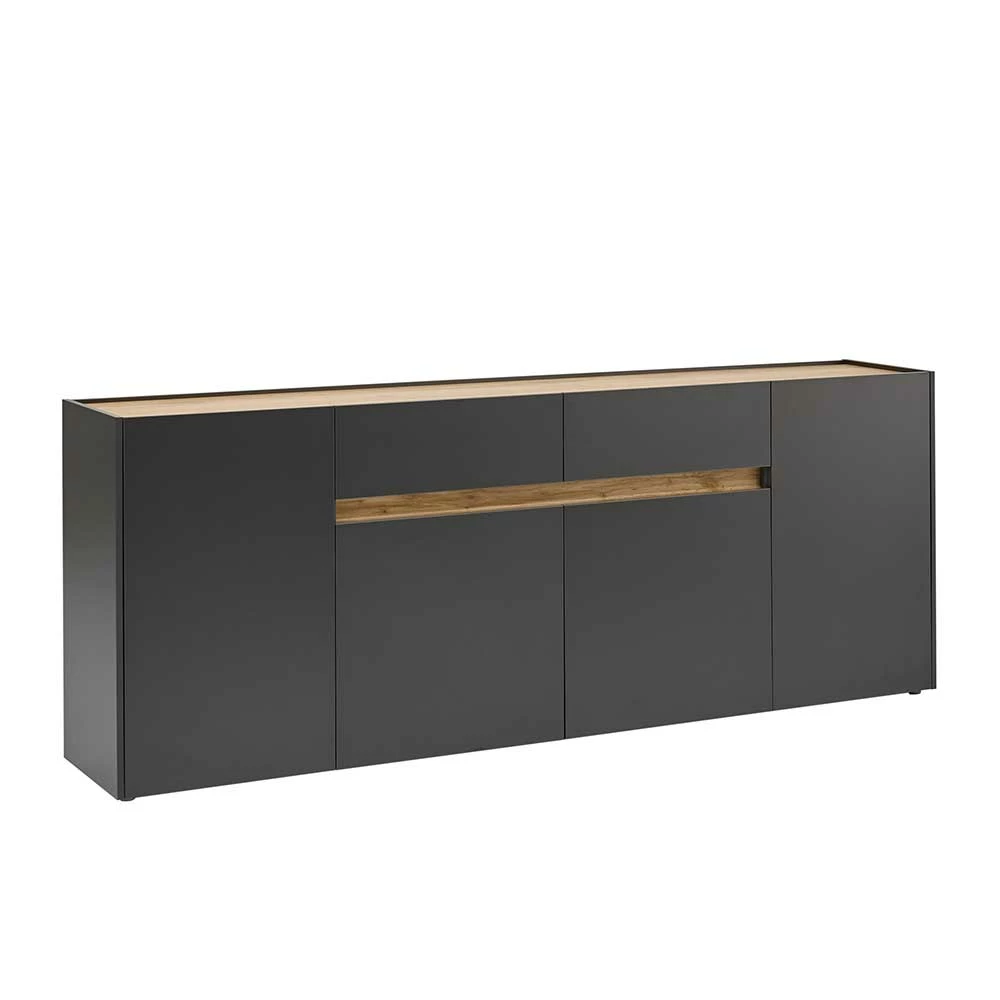Modernes Sideboard 220 cm breit - Ahilav Modernes Sideboard 220 Cm Breit - Ahilav -Landuva Shop modernes sideboard 220 cm breit in anthrazit mit wildeiche dekor ahilav 02