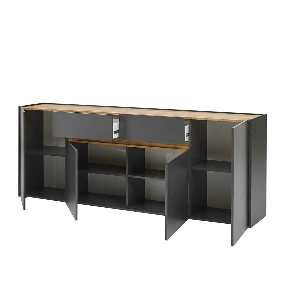 Modernes Sideboard 220 cm breit - Ahilav Modernes Sideboard 220 Cm Breit - Ahilav -Landuva Shop modernes sideboard 220 cm breit in anthrazit mit wildeiche dekor ahilav 04