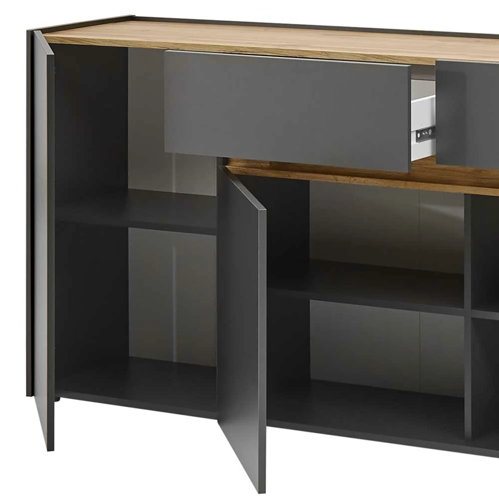 Modernes Sideboard 220 cm breit - Ahilav Modernes Sideboard 220 Cm Breit - Ahilav -Landuva Shop modernes sideboard 220 cm breit in anthrazit mit wildeiche dekor ahilav 05