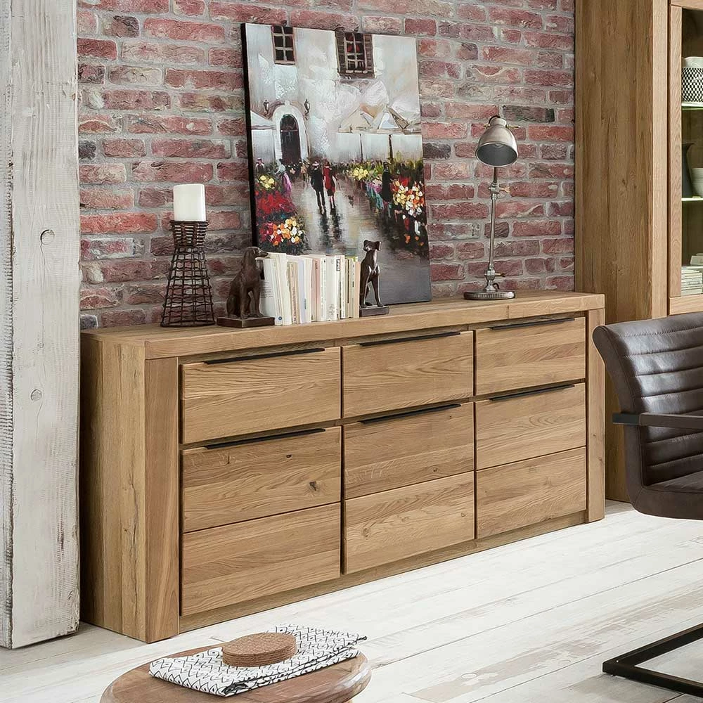 Modernes Sideboard in Eiche teilmassiv - Nelenia Modernes Sideboard In Eiche Teilmassiv - Nelenia -Landuva Shop modernes sideboard in eiche teilmassiv mit drei schubladen tueren nelenia 05