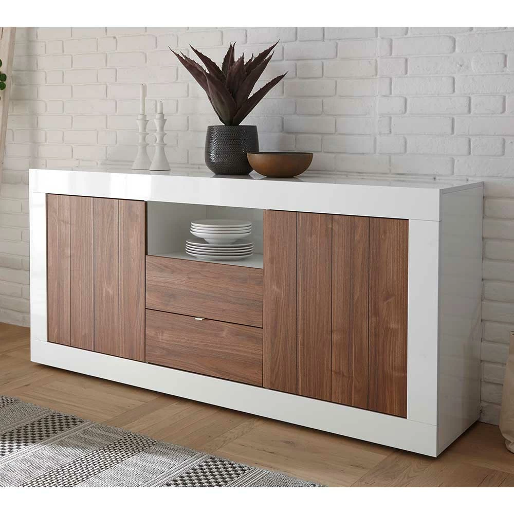 Modernes Sideboard in Nussbaum Dekor - Heres Modernes Sideboard In Nussbaum Dekor - Heres -Landuva Shop modernes sideboard in nussbaum dekor hochglanz weiss heres 03