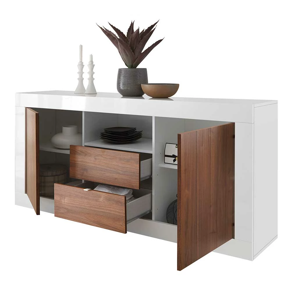 Modernes Sideboard in Nussbaum Dekor - Heres Modernes Sideboard In Nussbaum Dekor - Heres -Landuva Shop modernes sideboard in nussbaum dekor hochglanz weiss heres 04