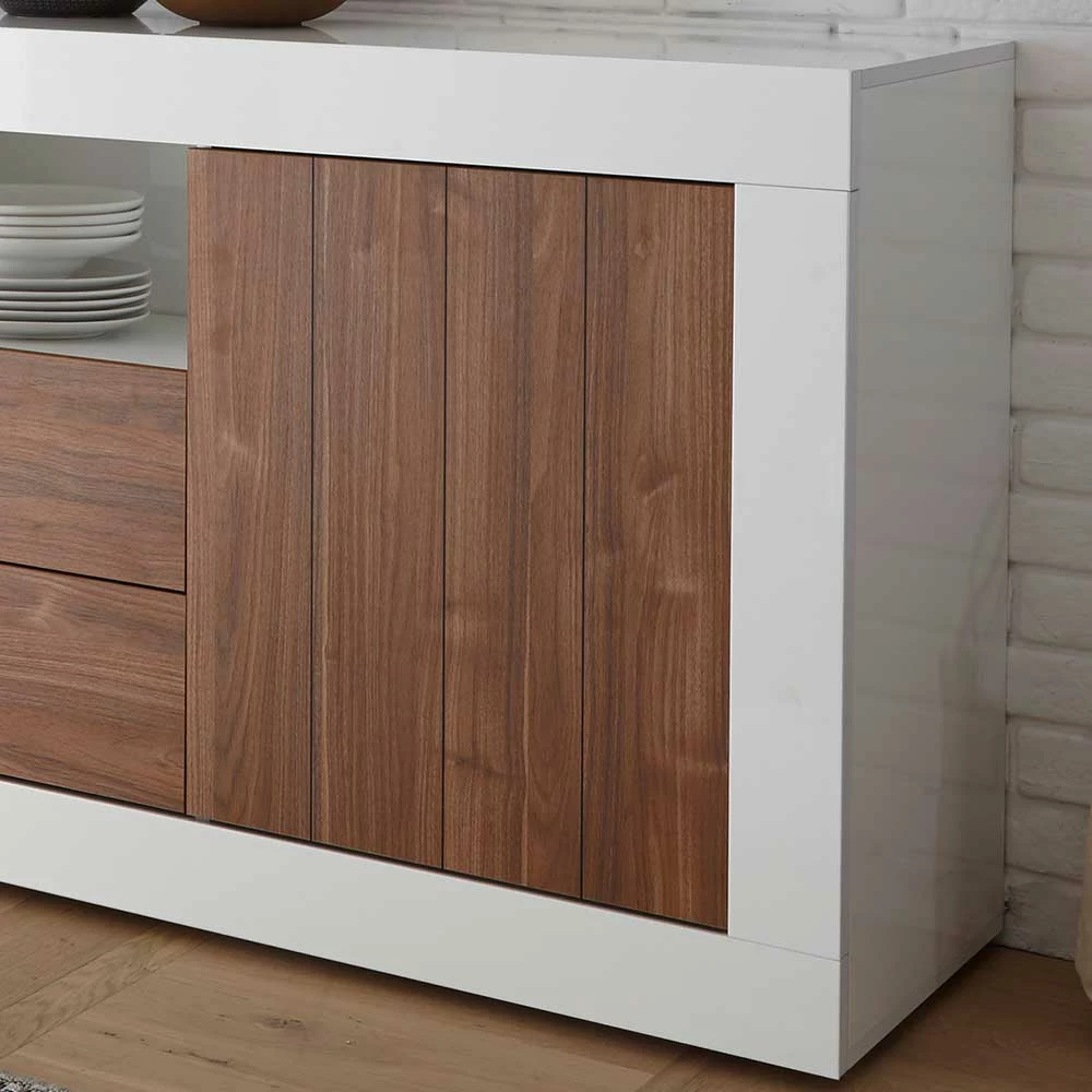 Modernes Sideboard in Nussbaum Dekor - Heres Modernes Sideboard In Nussbaum Dekor - Heres -Landuva Shop modernes sideboard in nussbaum dekor hochglanz weiss heres 05