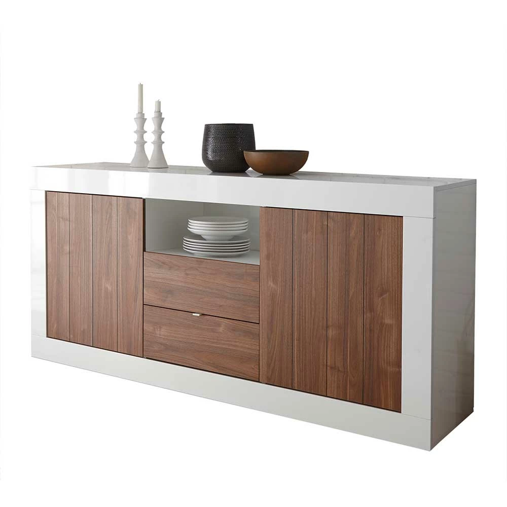Modernes Sideboard in Nussbaum Dekor - Heres Modernes Sideboard In Nussbaum Dekor - Heres -Landuva Shop modernes sideboard in nussbaum dekor hochglanz weiss heres f