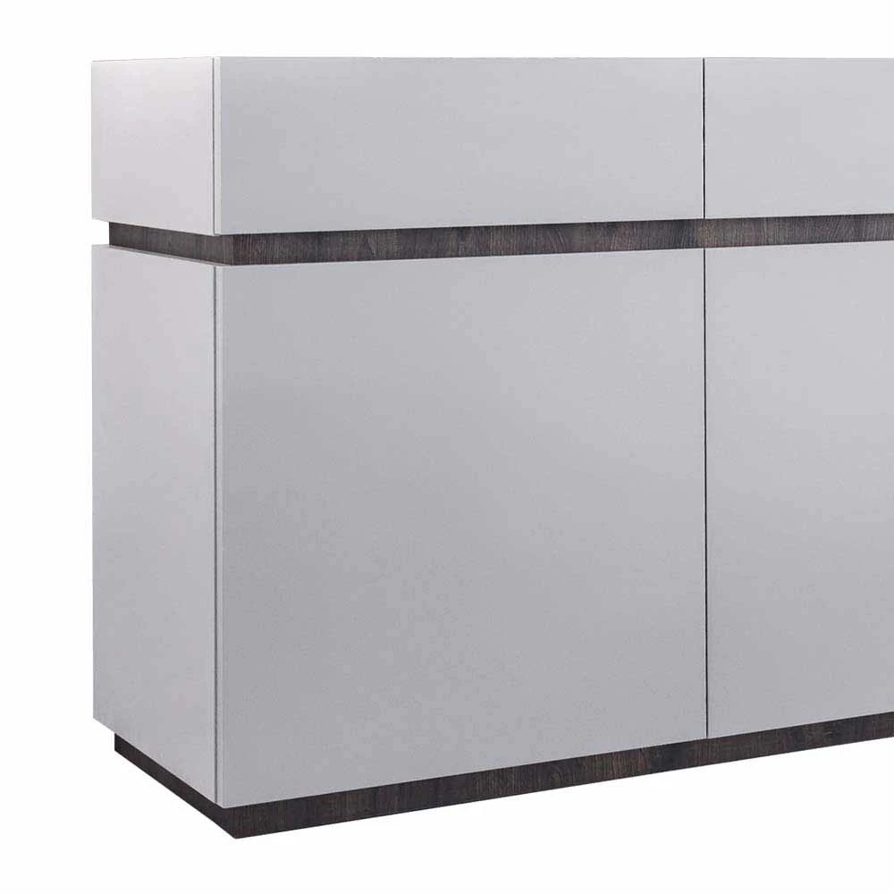 Modernes Sideboard in Weiß mit Wenge - Omidas Modernes Sideboard In Weiß Mit Wenge - Omidas -Landuva Shop modernes sideboard in weiss mit wenge 3 tuerig 3 schubladen omidas 02